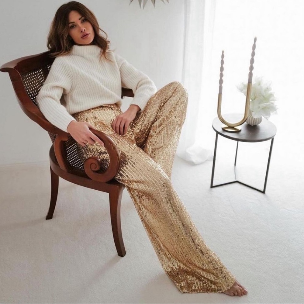 Zara sequin wide leg pants - Picture 7 of 16